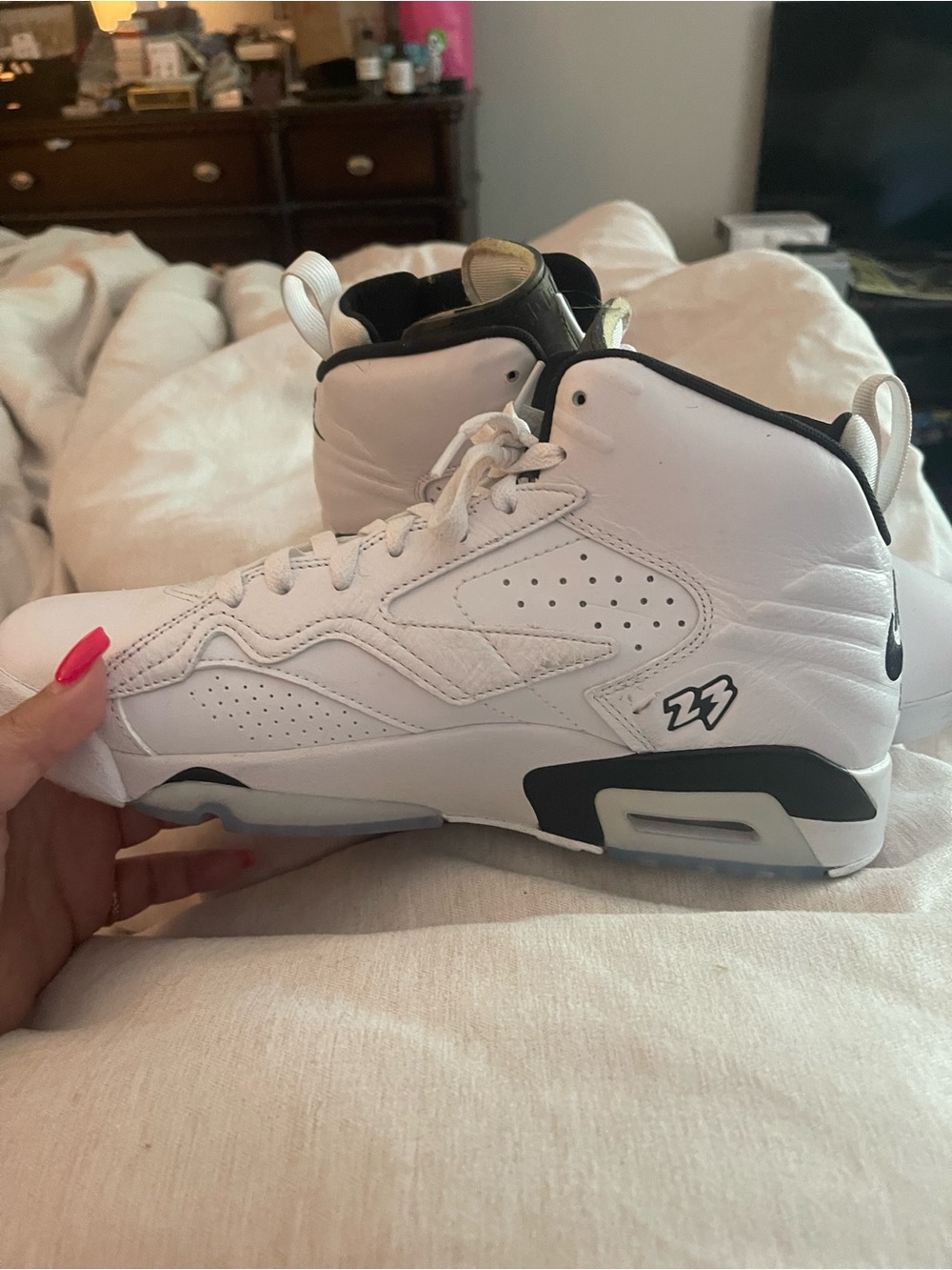 Nike White and Black High-Top Basketball Sneakers - Picture 2 of 3
